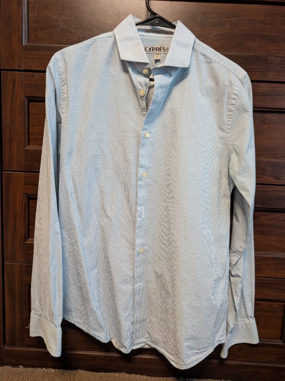 blue patterned dress shirt